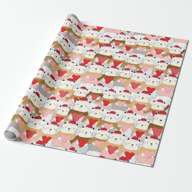 Cadeau Papier d'enveloppement de chats de Noël (Déroulé)