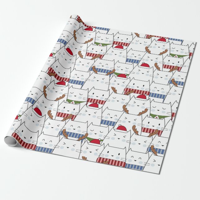 Cadeau Papier d'enveloppement de chats de Noël (Déroulé)