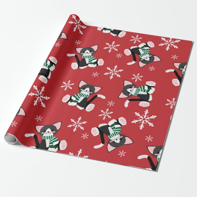 Cadeau Papier d'enveloppement de chats de Noël (Déroulé)