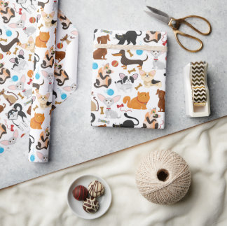 Cadeau Papier d'enveloppement de chats et de chiens migno