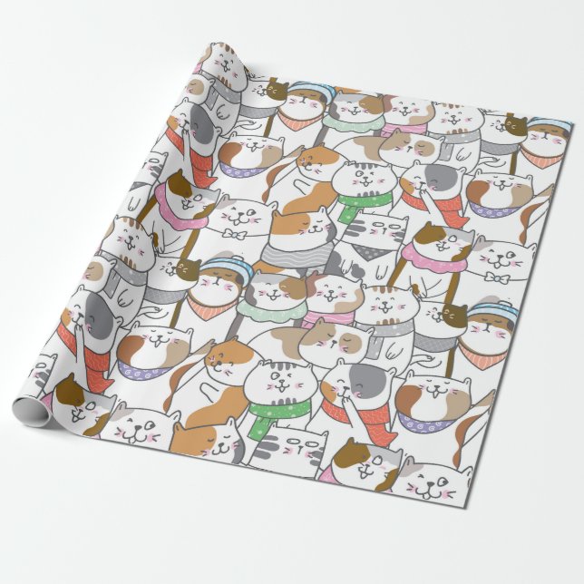Cadeau Papier d'enveloppement de chats mignons (Déroulé)