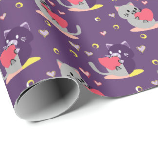 Cadeau Papier d'enveloppement de chats violets - Chatons 