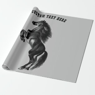 Cadeau Papier d'enveloppement de cheval noir avec texte p