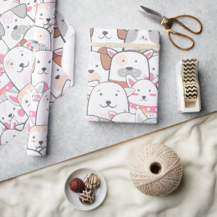 Cadeau Papier d'enveloppement de chiens mignons