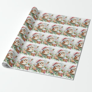 Cadeau Papier d'enveloppement de Chouette de Noël