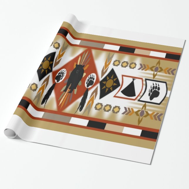 Cadeau Papier d'enveloppement de clan d'ours amérindien (Déroulé)
