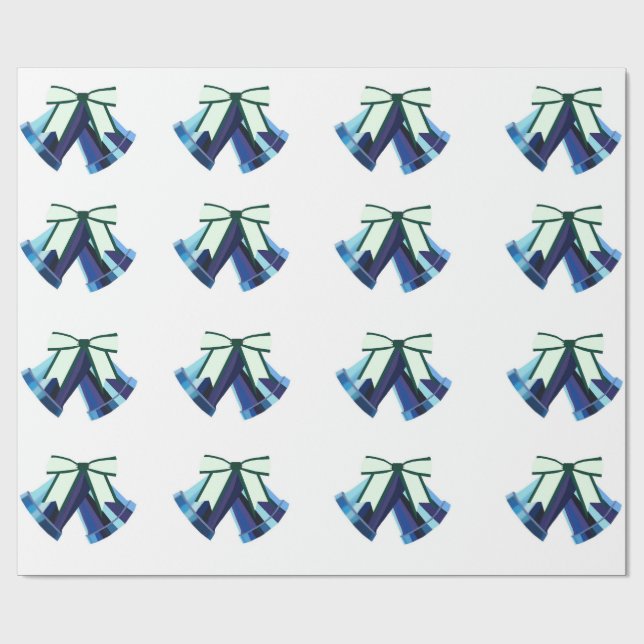Cadeau Papier d'enveloppement de cloches bleues (Plat)