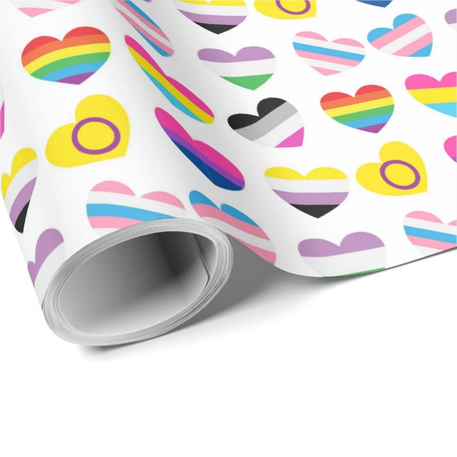 Cadeau Papier d'enveloppement de coeur de fierté (Coin rond)