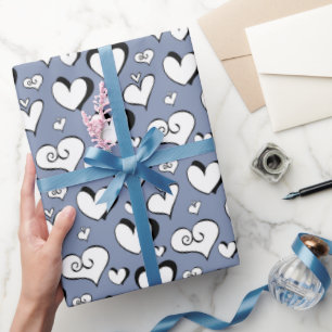 Cadeau Papier d'enveloppement de coeur gris