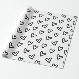 Cadeau Papier d'enveloppement de coeur noir