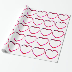 Cadeau Papier d'enveloppement de coeur rose