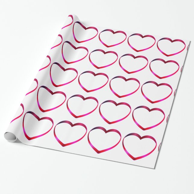 Cadeau Papier d'enveloppement de coeur rose (Déroulé)