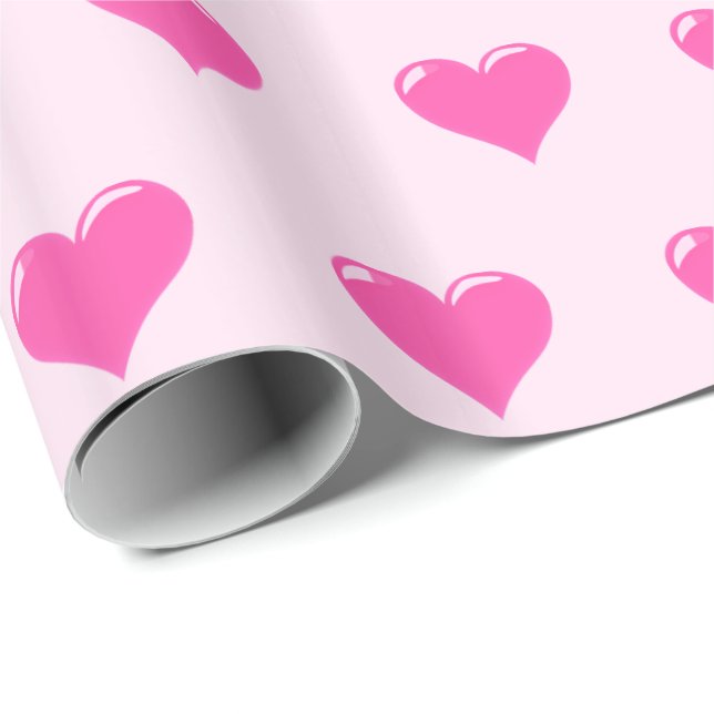 Cadeau Papier d'enveloppement de coeur rose (Coin rond)