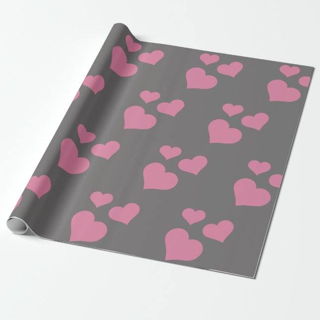 Cadeau Papier d'enveloppement de coeur rose (Déroulé)