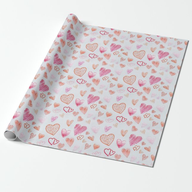Cadeau Papier d'enveloppement de coeur rose Mini Love (Déroulé)