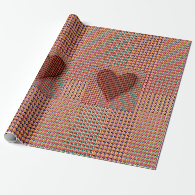 Cadeau Papier d'enveloppement de coeur rouge (Déroulé)