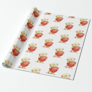 Cadeau Papier d'enveloppement de coeur rouge de l'ours Br