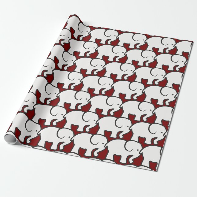 Cadeau Papier d'enveloppement de conception d'éléphant bl (Déroulé)
