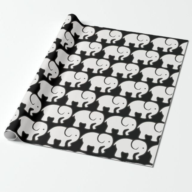 Cadeau Papier d'enveloppement de conception d'éléphant bl (Déroulé)