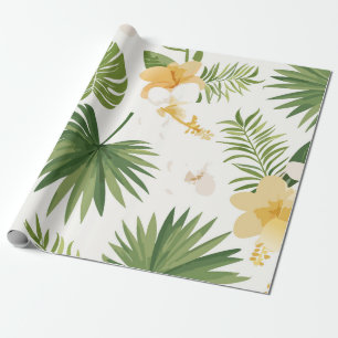Cadeau papier d'enveloppement de conception tropicale