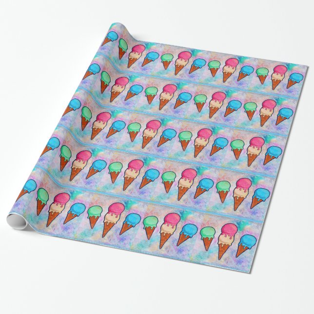 Cadeau Papier d'enveloppement de cônes de crème glacée (Déroulé)