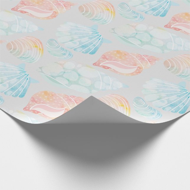 Cadeau Papier d'enveloppement de coquillages d'aquarelle (Coin)