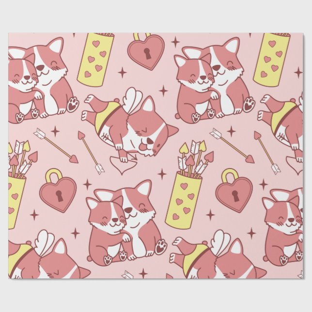 Cadeau Papier d'enveloppement de corgis mignon (Plat)