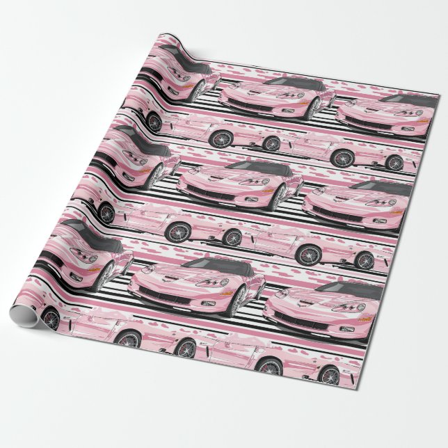 Cadeau Papier d'enveloppement de corvette rose c7 (Déroulé)
