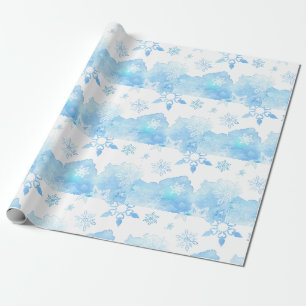 Cadeau Papier d'enveloppement de couleur d'eau de flocon