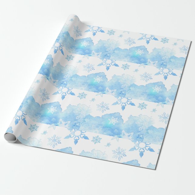Cadeau Papier d'enveloppement de couleur d'eau de flocon (Déroulé)