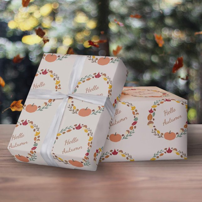 Cadeau Papier d'enveloppement de couronne d'automne (Autumn Wreath Wrapping Pape)