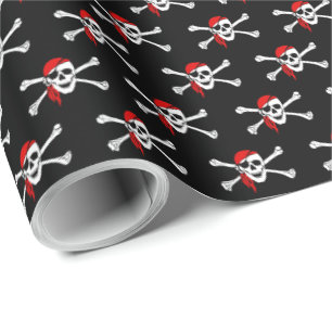 Cadeau Papier d'enveloppement de crâne de pirate noir