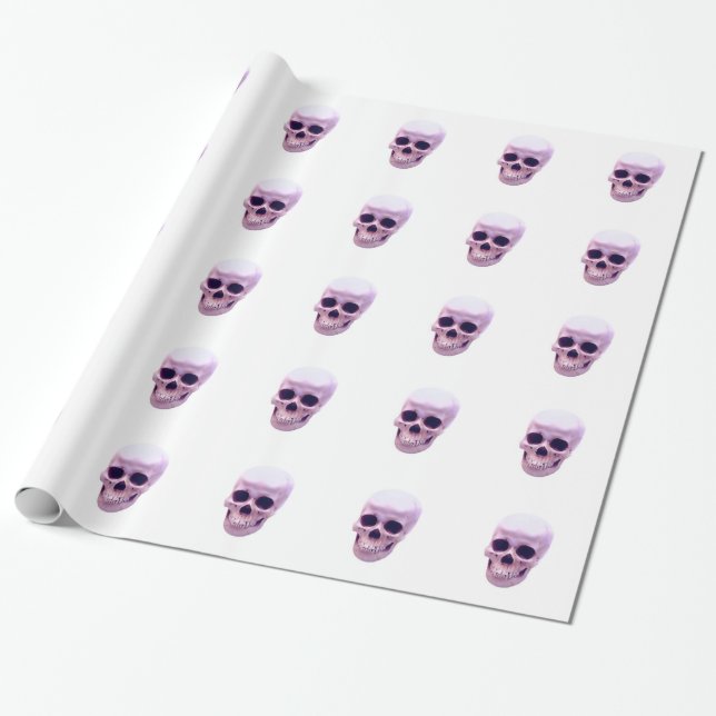 Cadeau Papier d'enveloppement de crâne violet violet blan (Déroulé)