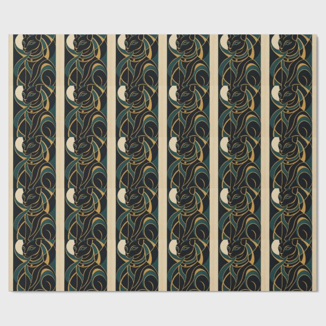 Cadeau Papier d'enveloppement de déesse de chat Bastet (Plat)