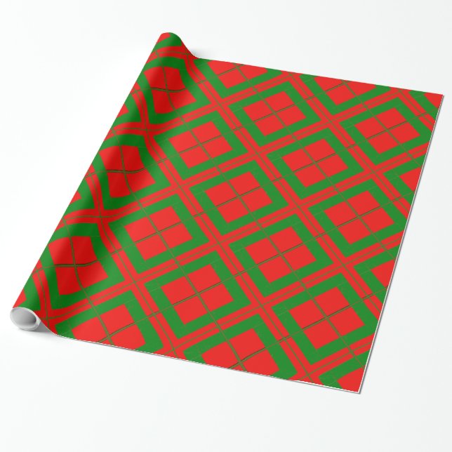 Cadeau Papier d'enveloppement de diamant rouge et vert (Déroulé)