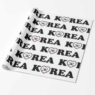 Cadeau Papier d'enveloppement de drapeau de coeur amoureu
