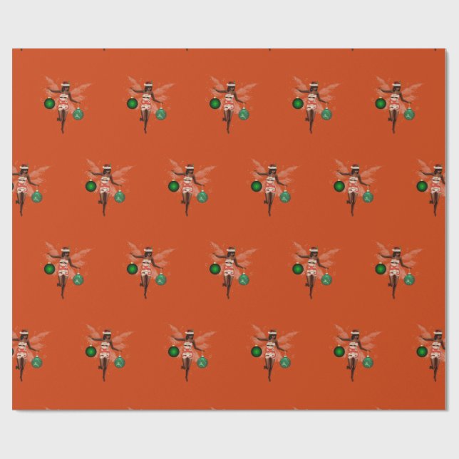 Cadeau Papier d'enveloppement de fées de Noël afro-améric (Plat)
