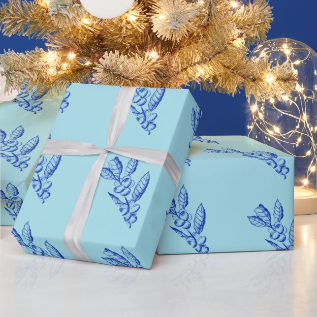 Cadeau Papier d'enveloppement de feuillage bleu (Vacances)