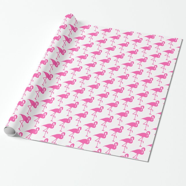 Cadeau Papier d'enveloppement de Flamant rose blanc et ro (Déroulé)