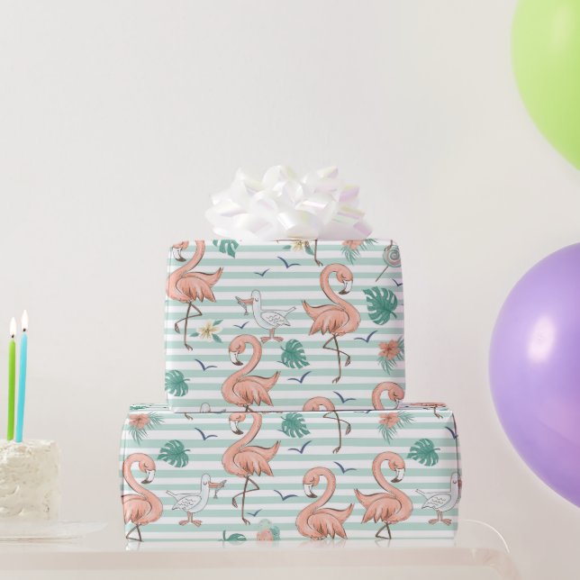 Cadeau Papier d'enveloppement de Flamants roses roses (Cadeaux de fête)