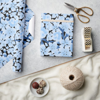 Cadeau Papier d'enveloppement de fleurs de cerisier bleu 