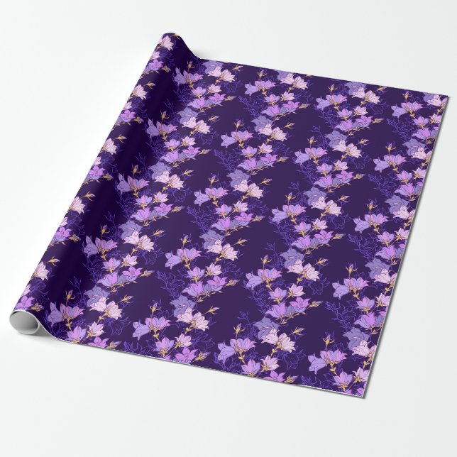 Cadeau Papier d'enveloppement de fleurs violettes (Déroulé)