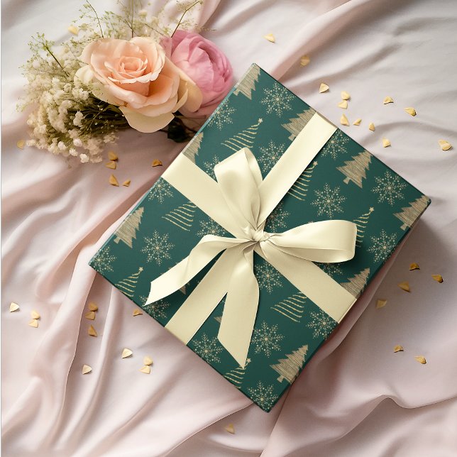 Cadeau Papier d'enveloppement de flocon de neige vert Gol (Créateur téléchargé)