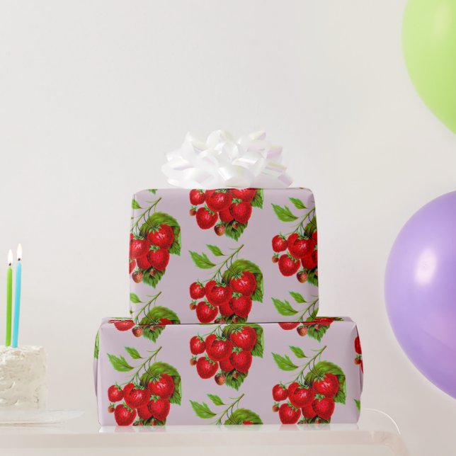 Cadeau Papier d'enveloppement de fraises juteuses (Cadeaux de fête)