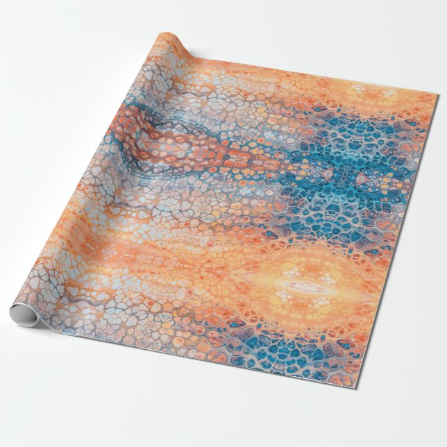 Cadeau Papier d'enveloppement de galets orange/bleu (Déroulé)