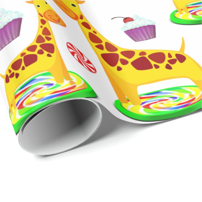 Cadeau Papier d'enveloppement de girafe (Coin rond)