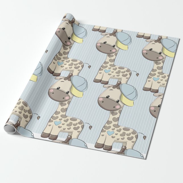 Cadeau Papier d'enveloppement de Giraffe pour bébé en des (Déroulé)