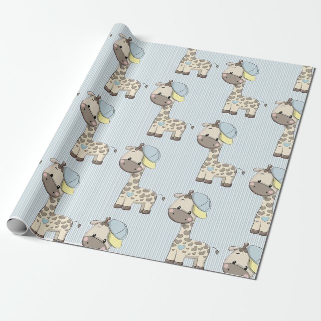 Cadeau Papier d'enveloppement de Giraffe pour bébé en des (Déroulé)
