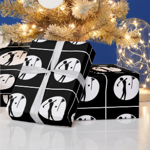 Cadeau Papier d'enveloppement de golf Lady noir et blanc 
