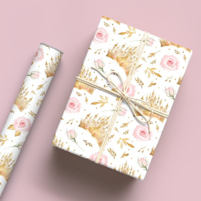 Cadeau Papier d'enveloppement de la Couronne princière -  (Princess Birthday Girl Wrapping Paper)